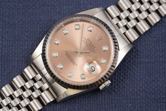 Rolex Datejust ref. 16234 Salmon Diamond Dial Watch Only