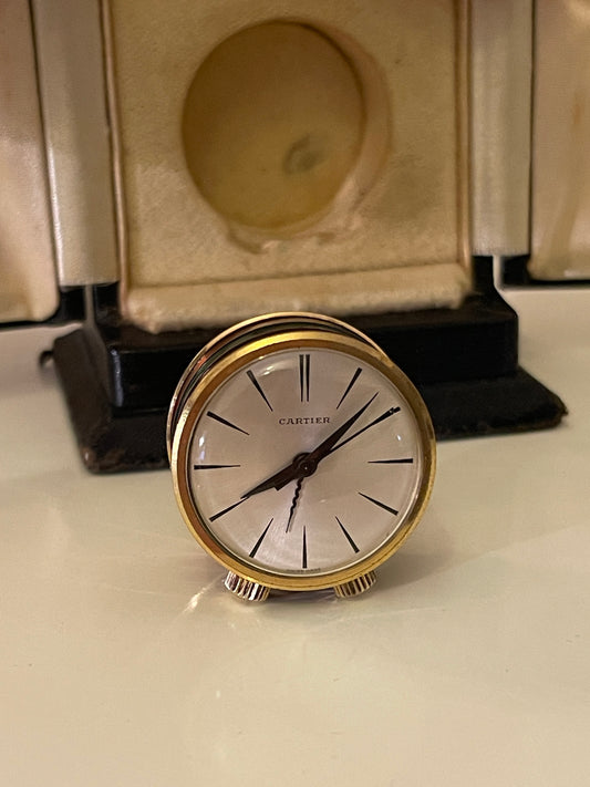 Miniature Brass and Enamel Cartier Musical Alarm Clock 1960s