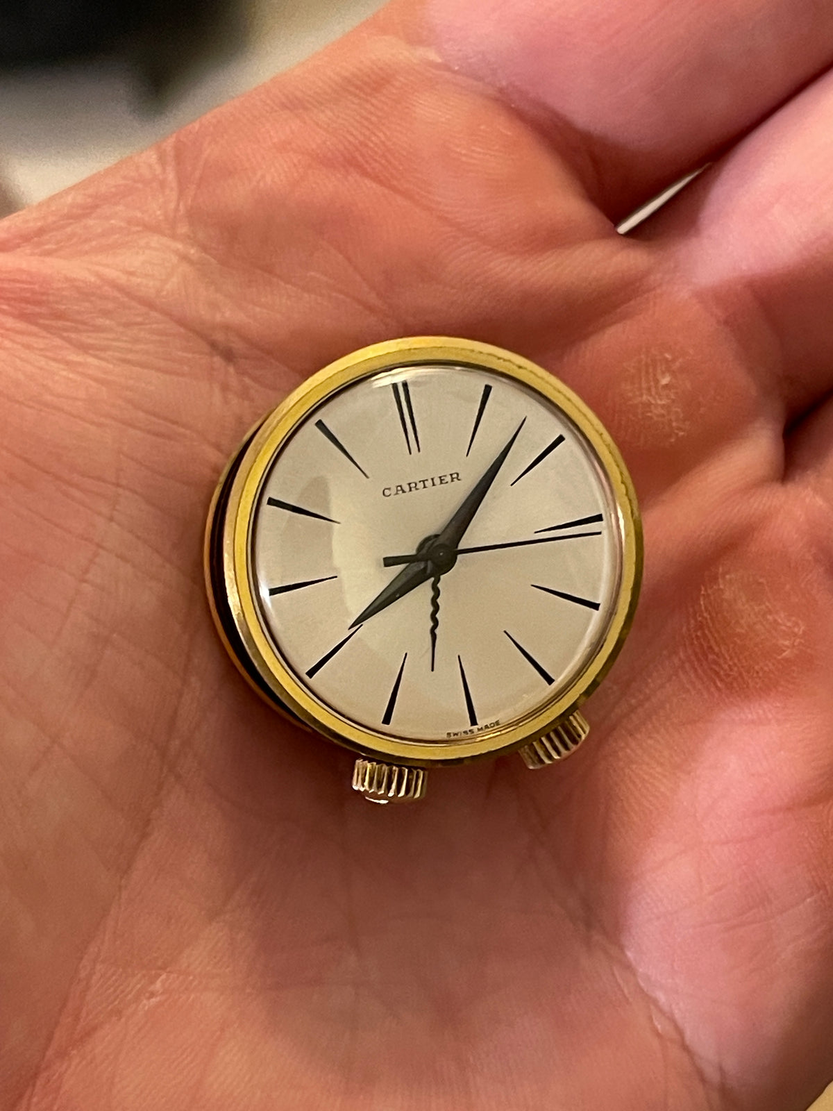 Miniature Brass and Enamel Cartier Musical Alarm Clock 1960s