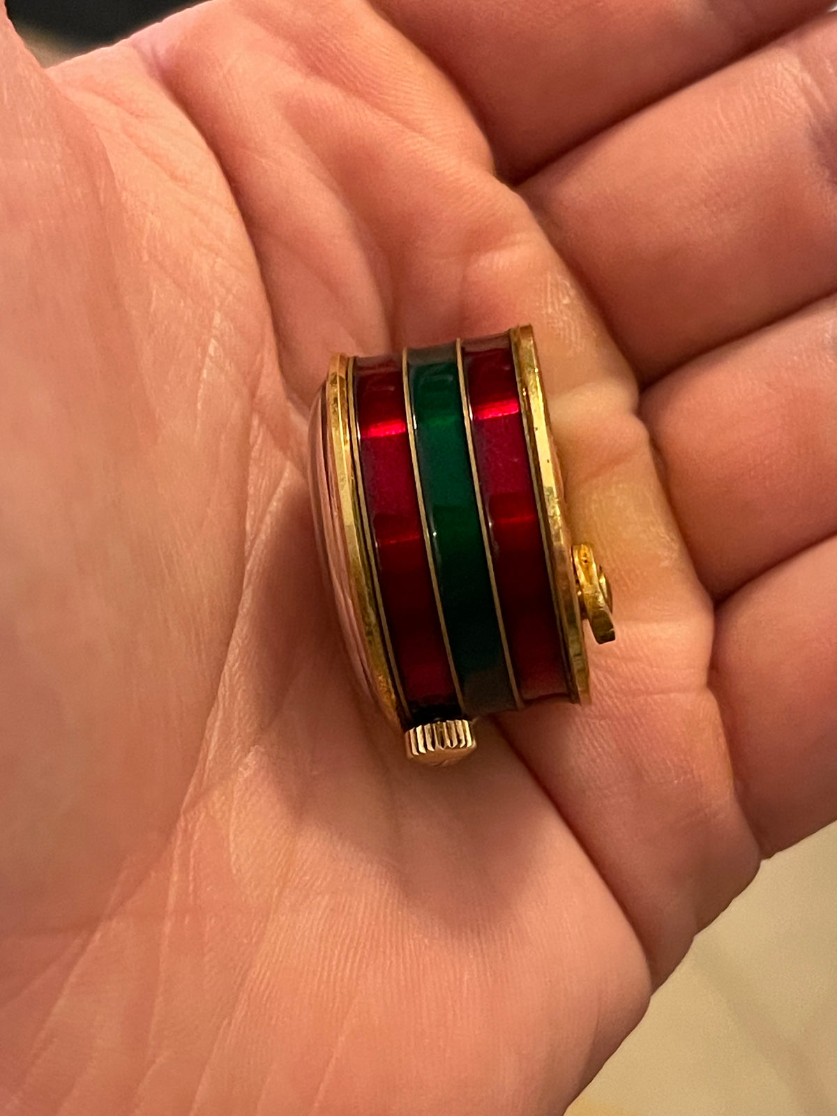 Miniature Brass and Enamel Cartier Musical Alarm Clock 1960s