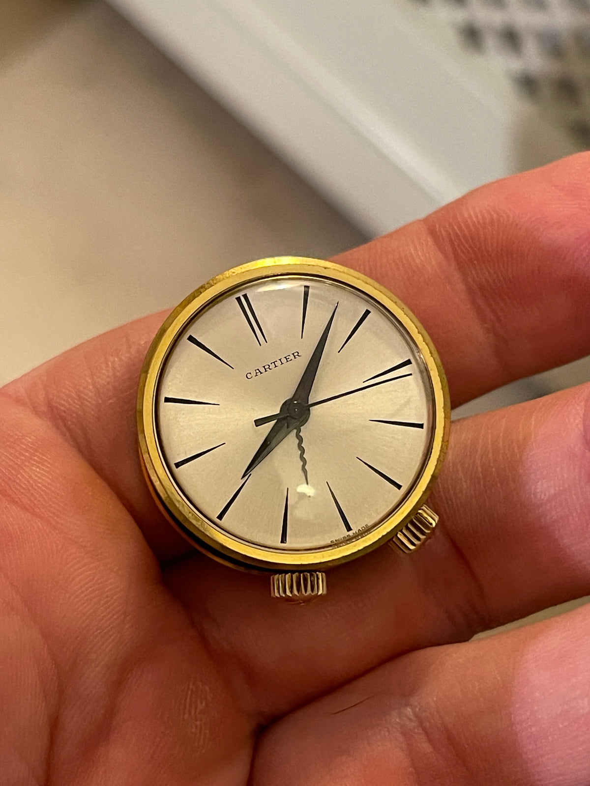 Miniature Brass and Enamel Cartier Musical Alarm Clock 1960s