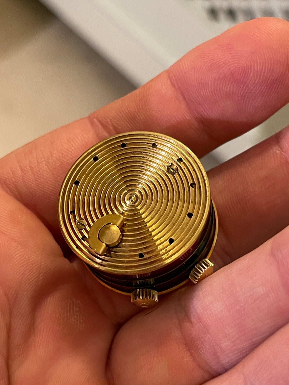 Miniature Brass and Enamel Cartier Musical Alarm Clock 1960s