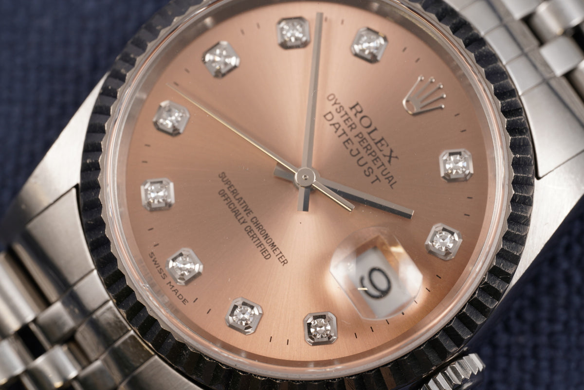 Rolex Datejust ref. 16234 Salmon Diamond Dial Watch Only