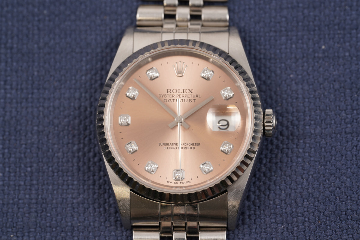 Rolex Datejust ref. 16234 Salmon Diamond Dial Watch Only